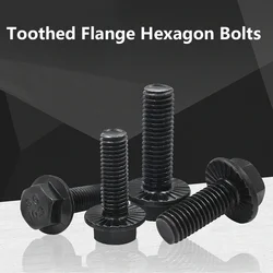2/5/10Pcs M5 M6 M8 M10 M12 M14 M16 10.9 Grade Alloy Steel Hexagon Bolts With Flange GB5789 Flanged Toothed Anti-slip Screw