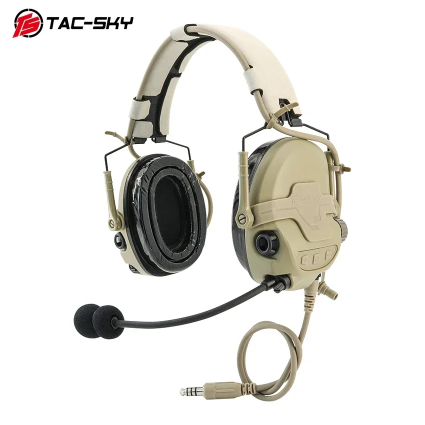 TS TAC-SKY TAC700 Military Tactical Headset Full Digital Dual DSP Noise Cancelling Pickup Walkie Talkie Headphone for Airsoft