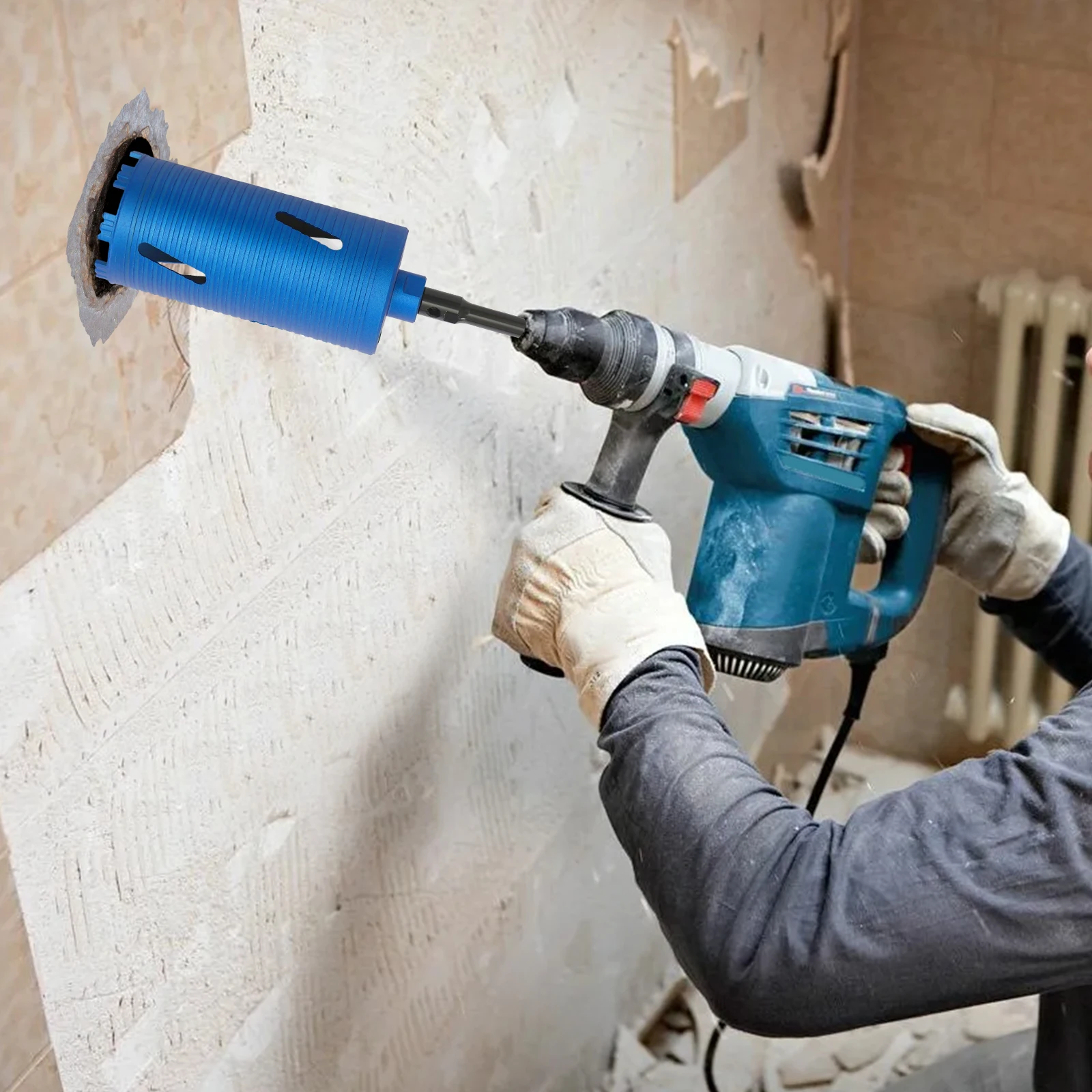 

Алмазное корончатое сверло диаметром 4,51 дюйма для кирпича и бетона, резьба 5/8 дюйма с удалением стружки, сверхмощное и универсальное