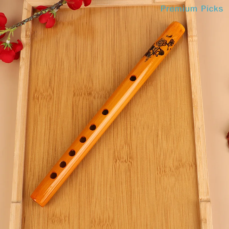 1Pc Chinese Traditional 6 Holes Bamboo Flute Vertical Flute Clarinet Student Musical Instrument Wooden Color Flute For Beginner