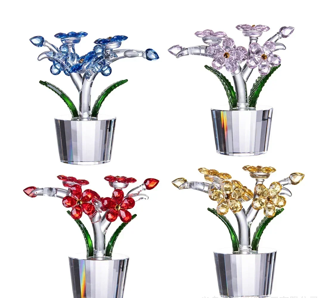 Chinese Simple Vintage Style Mini Crystal Crafts Desktop Office Ornaments Simulation Orchids Five Flowers Ornaments