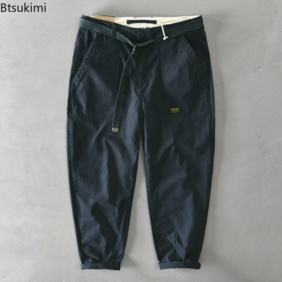 New Men's Spring Autumn100% Cotton Cargo Pants Casual Big Pocket Baggy Trousers Fashion Harajuku Streetwear Male Joggers Pants