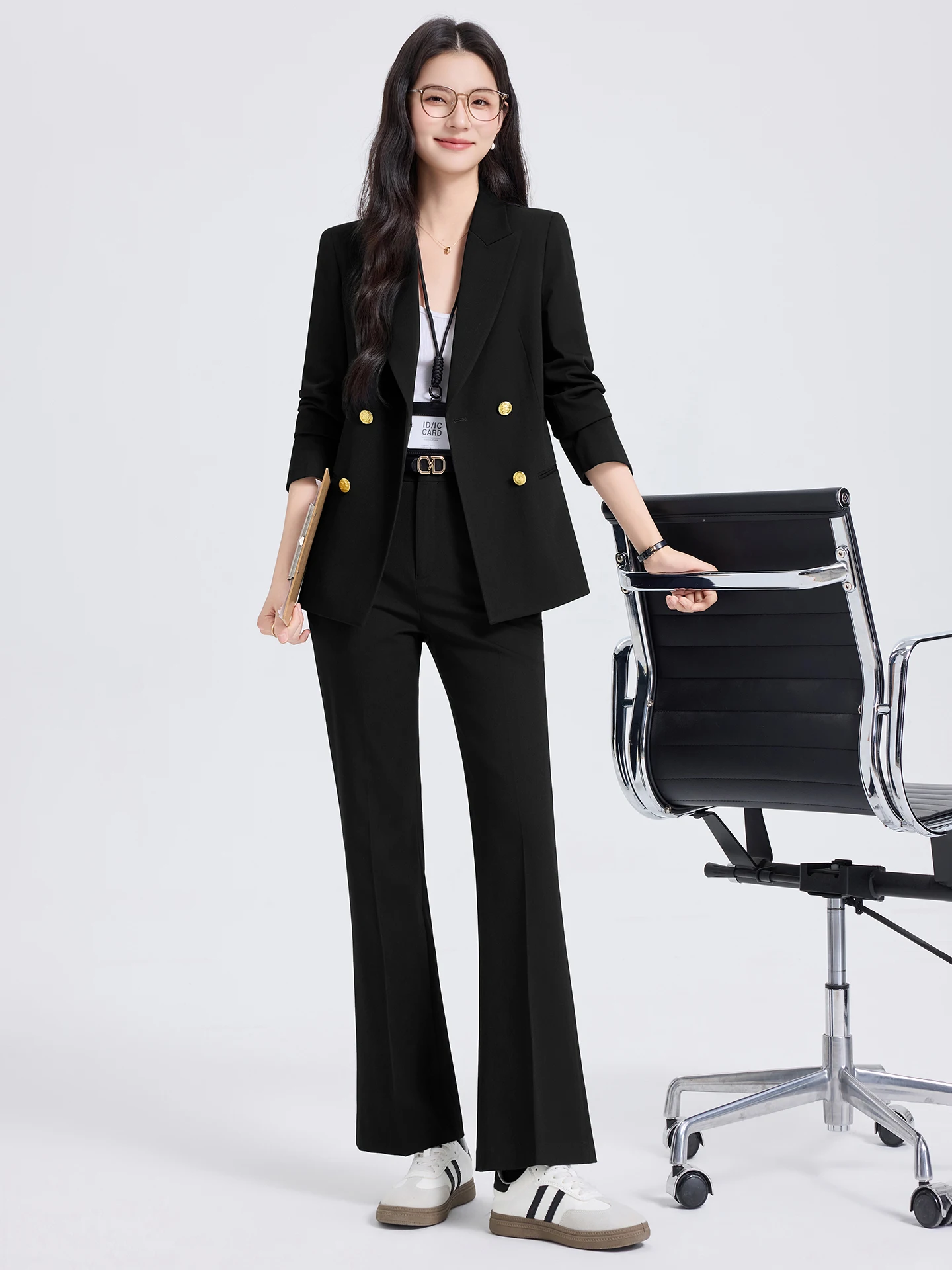 Elegant Royal Blue Suit Jacket Women's Double-Breasted Interview Formal High-End Feelings Government Employee Business Suit