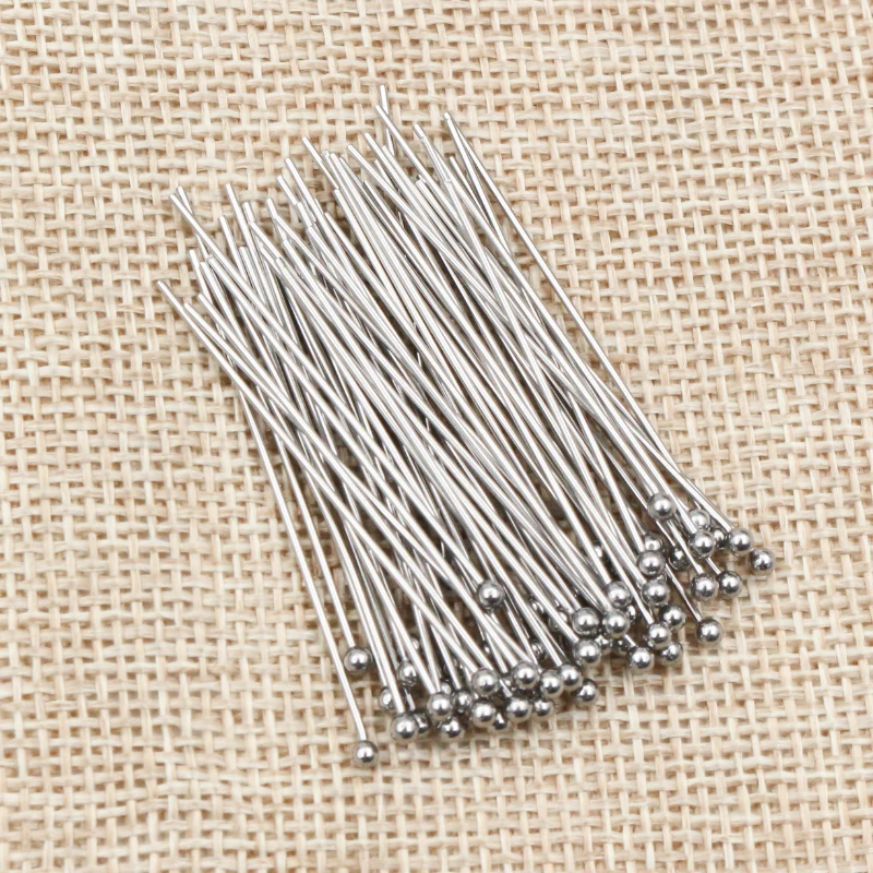 No Fade 100pcs/Lot 20-70 mm 316 Stainless Steel Ball Pins Findings Ball Head Pins For Jewelry Making DIY Supplies Accessories