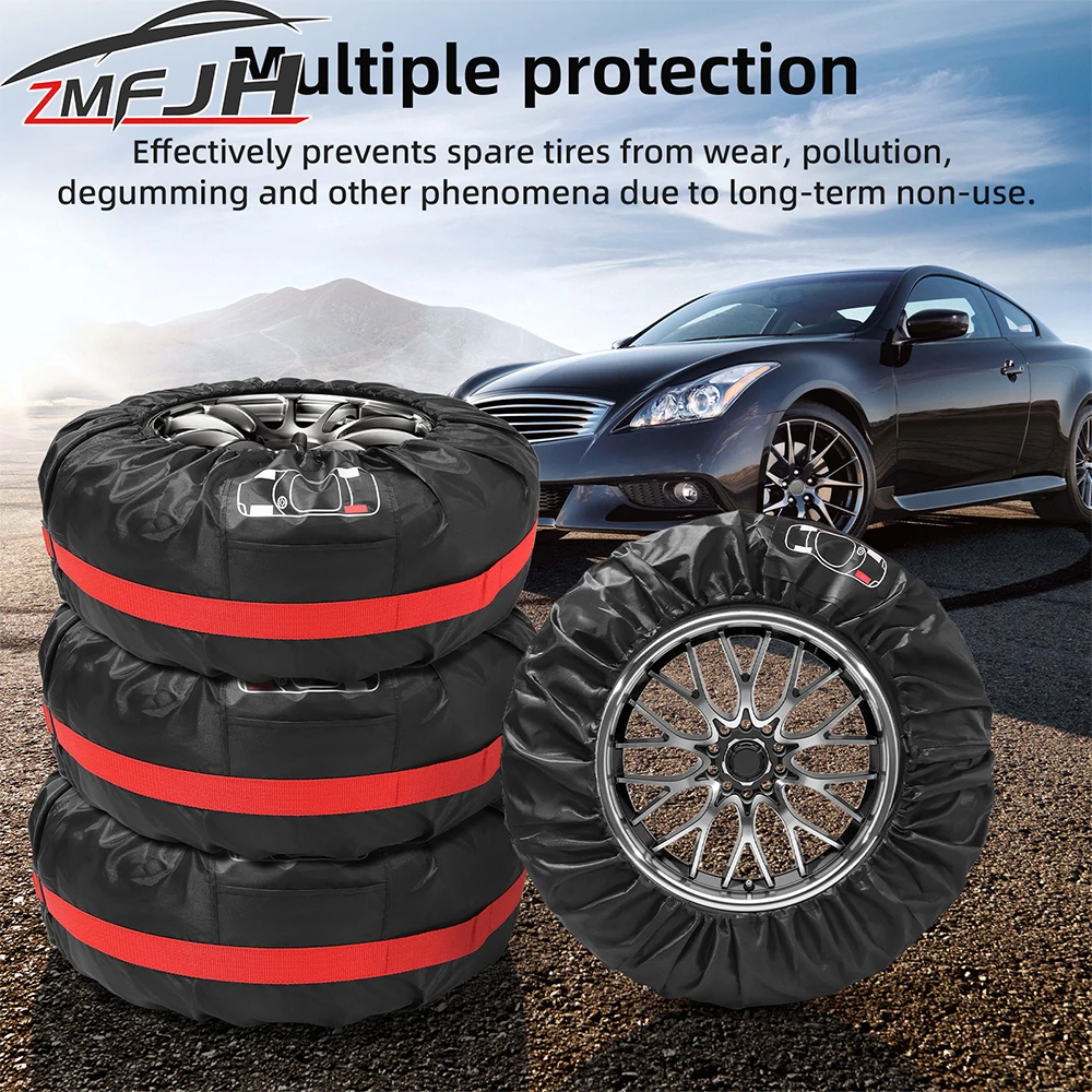 4PCS Car Auto Spare Tire Cover Case Polyester Wheel Tire Storage Bags Vehicle Tyre Accessories Dust-proof Protector Accessories