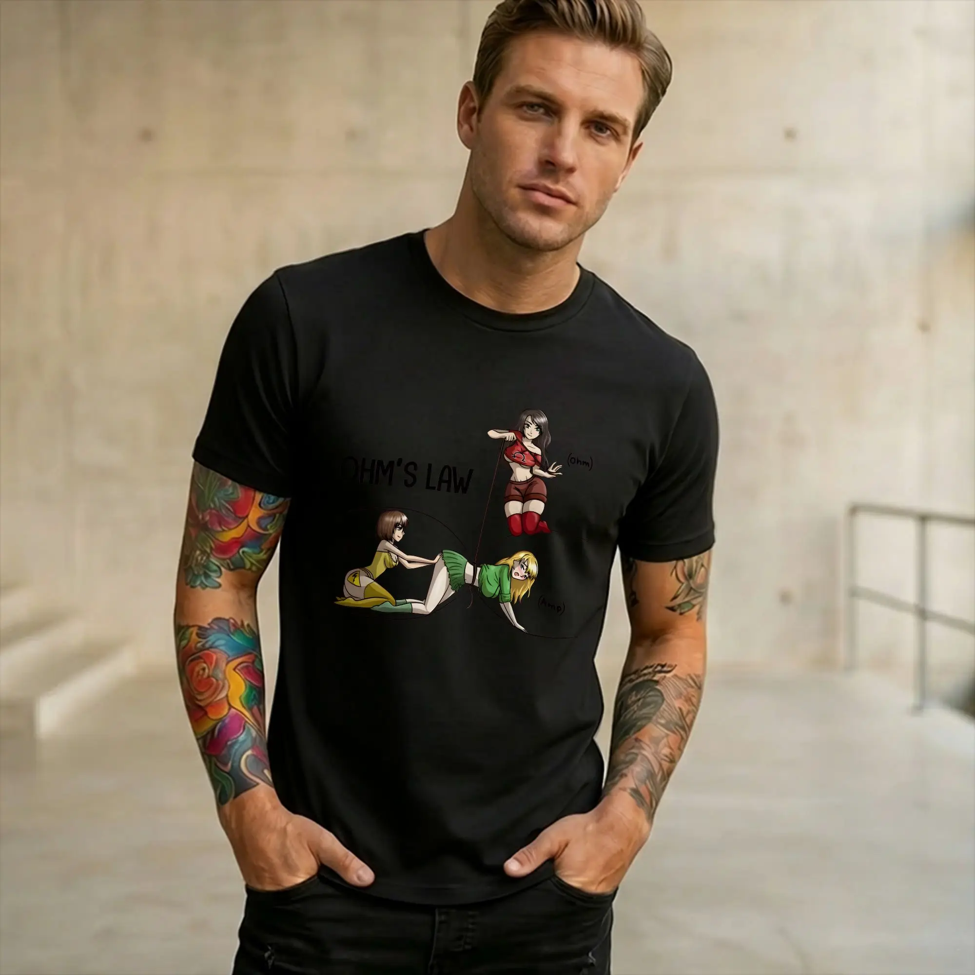 T-shirt en coton pur pour ingénieur en électricité, col rond, manches courtes, pour adultes