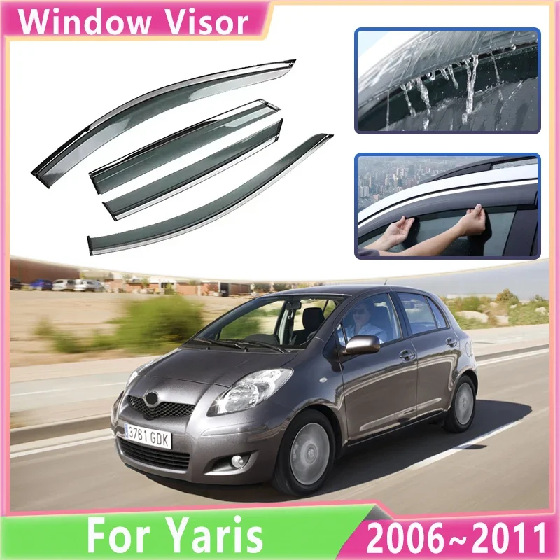 

Яркие дефлекторы для Toyota Yaris 2010, аксессуары 2009 Vitz XP90 2006 ~ 2011 Daihatsu Charade, козырек от дождя на окно автомобиля