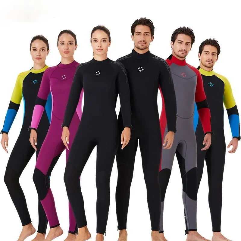 Man Woman Wetsuit 5mm Neoprene Men Fishing Surfing Diving Suit One Piece Full Suit Coldproof Spearfishing Suits Back Zipper