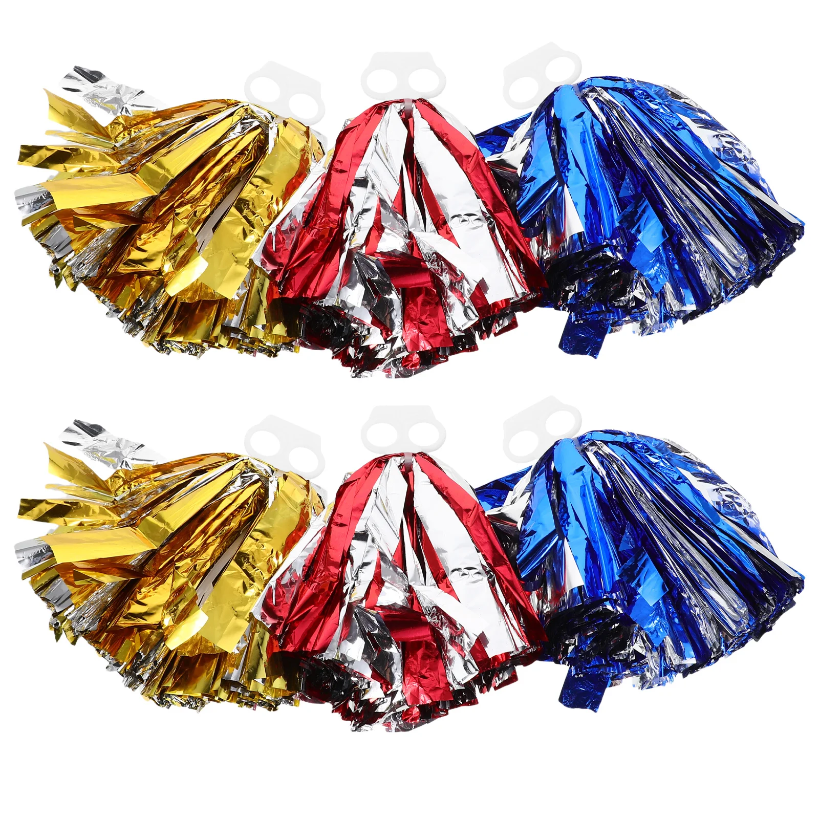 

6Pcs Cheer Pom Poms Baton Handle Metallic Foil Cheerleader Props for Sports Team Dance Events Baton Handle Pom Poms