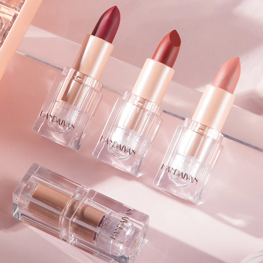 HANDAIYAN Ice Cube Matte Lipstick Lightweight Waterproof Makeup Nude Velvet Lip Stick Long-Lasting Cosmetics Lip Cream Pencil
