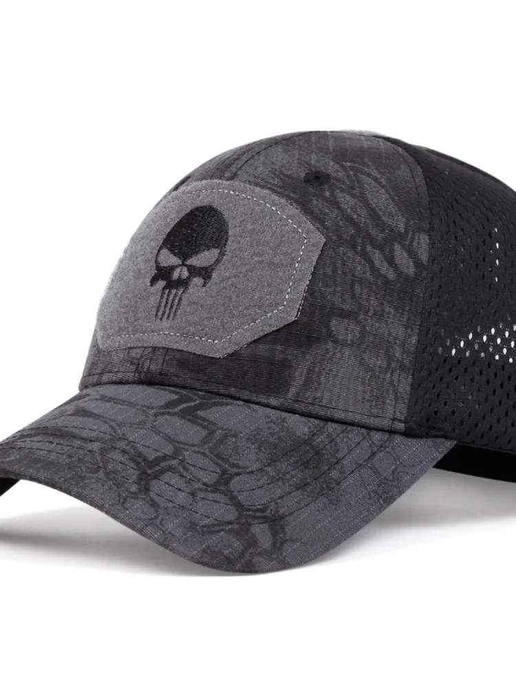 AliExpress NONE Unisex Skull Embroidered Baseball Caps Men Outdoor Breathable Mesh Tactics Mountaineering Peaked Hat Adjustable Snapback Caps