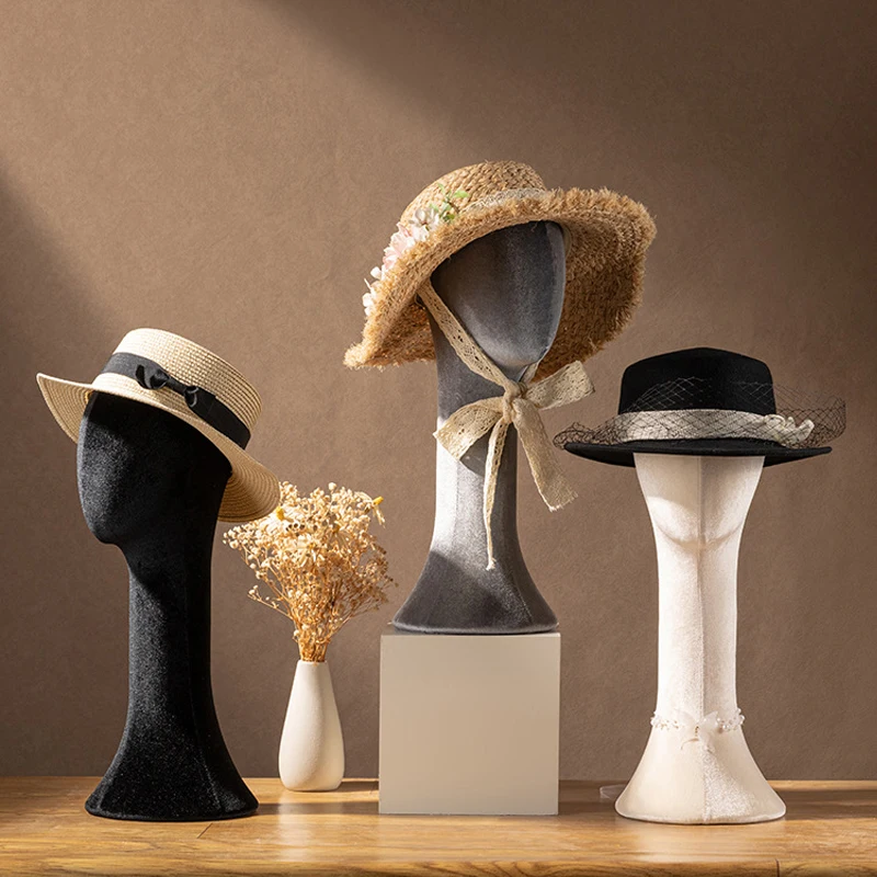 Pin-Friendly Velvet Faceless Mannequin Head Bust, Multi-Purpose Display Model for Hat Scarf Wig Jewelry, Retail Shop Window Show