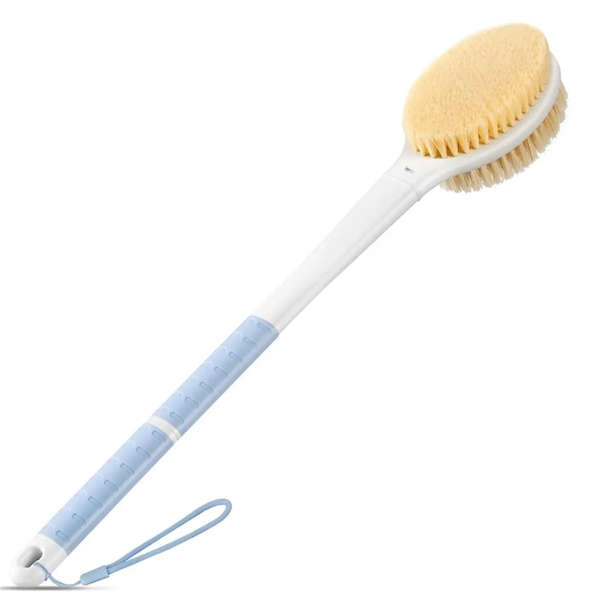 [NEW] Anti-Slip Back Scrubber for Shower with Dual Bristles and Long Handle, Blue