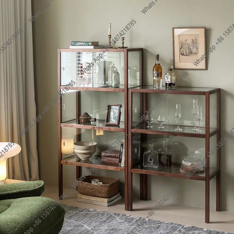 North American black walnut naturalist glass cabinet display camera collection cabinet