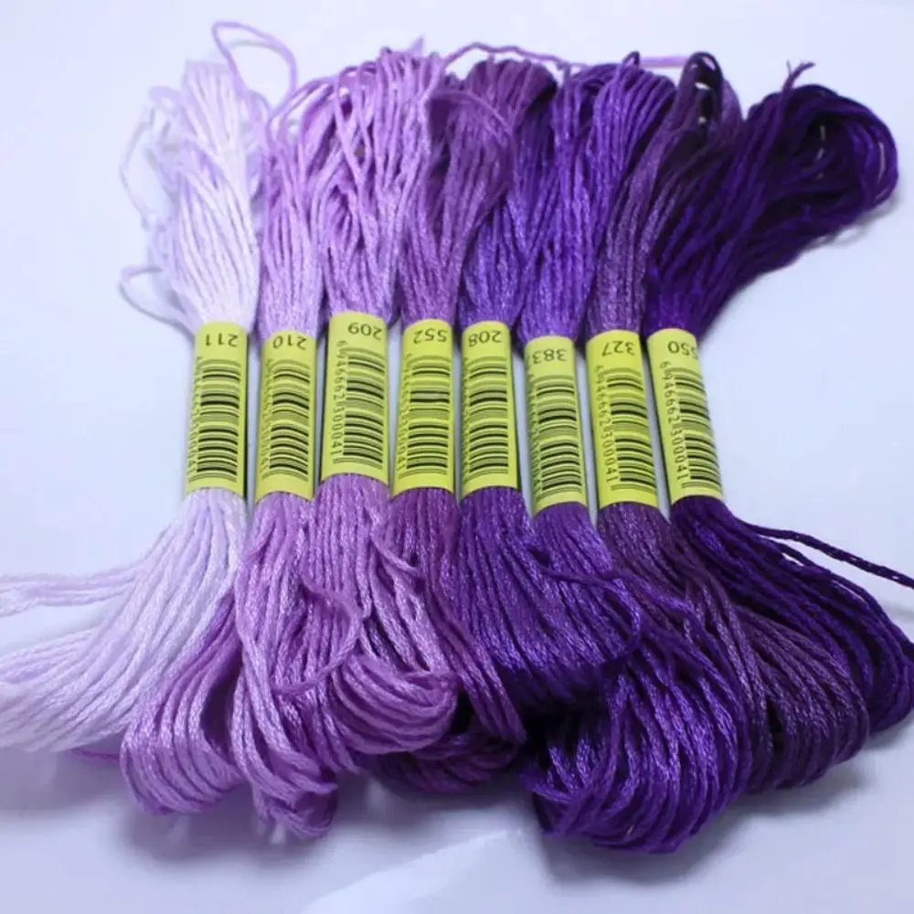 Unique Cross Stitch Thread Craft Gradient Color Embroidery Thread Polyester Cotton 24 Pieces /8 Meters /6 Strands