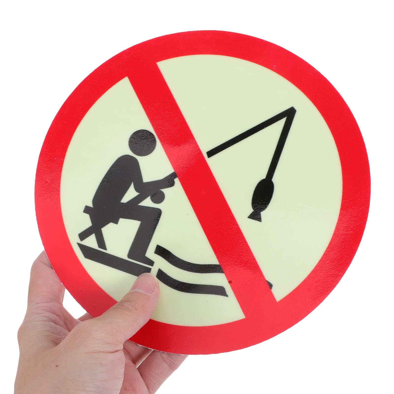 Pegatina de pesca prohibida sin señal luminosa, etiqueta de advertencia autoadhesiva impermeable para parque, lago, estanque, al aire libre, brilla en la oscuridad, 4 Uds.