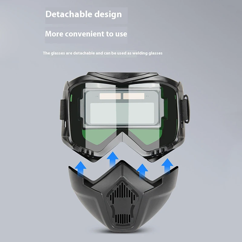 Electric welding head mounted protective mask, high-definition lens, automatic variable light full face welding helmet