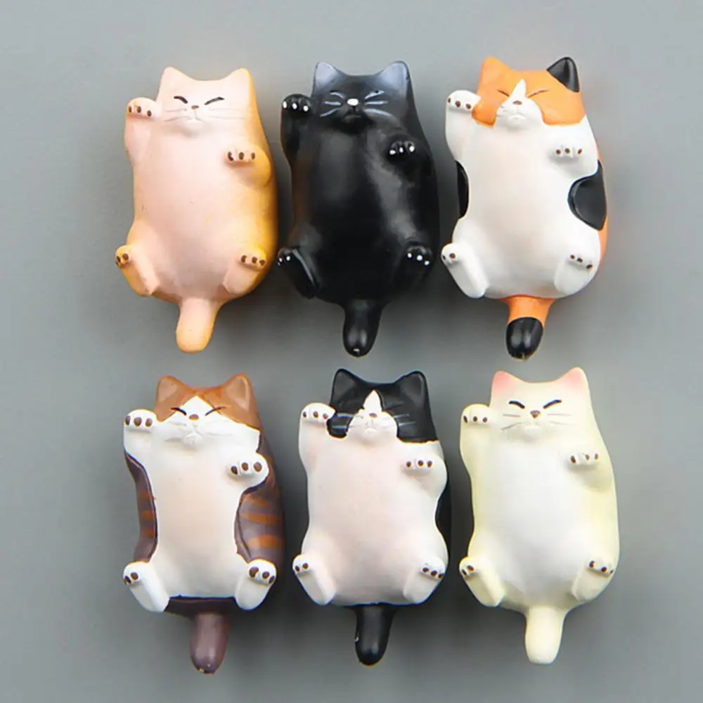 Refrigerator Magnet Resin Home Decor Magnetic Creative Cartoon Sticker Fat Cat Animal Refrigerator Fridge Three-dimensional Refr