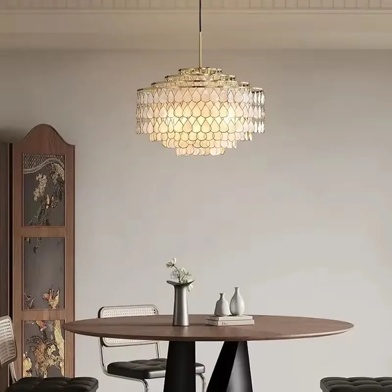 Modern Magnificent Shell Chandelier Light for Living Room Bedroom Kitchen Island Nordic Luxury LED Chandelier Lamp Home Decor
