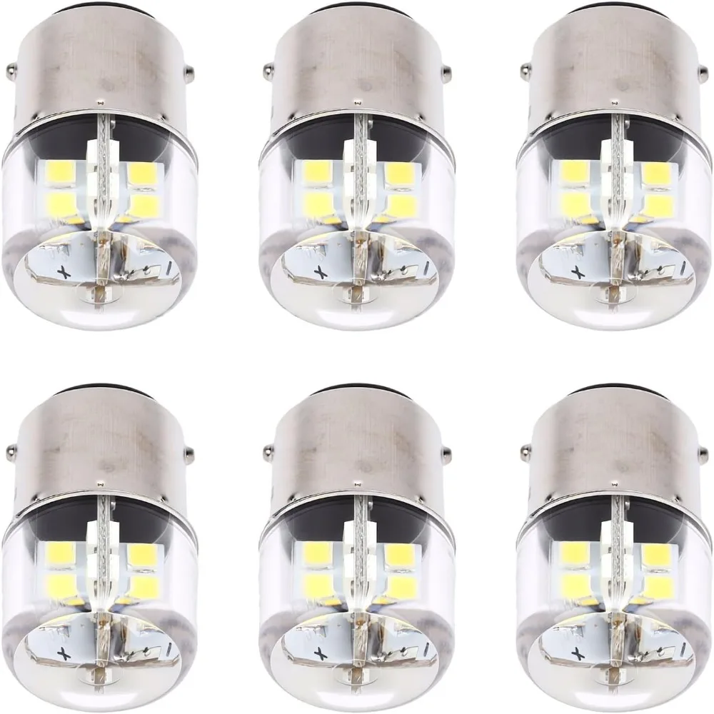 6 Pack Compact BA15D LED Bulb AC/DC12V White Light 6000K-6500K LED Bulb Light Double Contact 300LM Light Bulb Boat Lighting