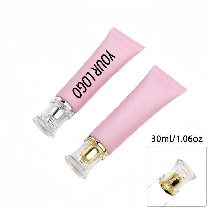 【ロゴカスタム】50個 カスタマイズされた30gフロストピンクホース、ゴールド/シルバーウエストクロージャー付き、アクリルカバー、インナープラグ付き、少量生産