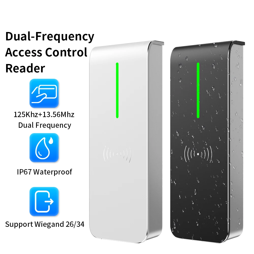 Access Control Card Reader RFID Reader IP68 Waterproof Dual Frequency 125KHz/13.56MHz For Access Control System WiegandOutput