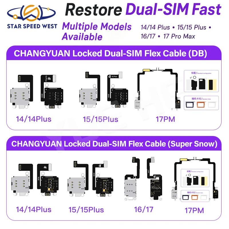 LB TOOL Dual SIM Flex Cable CX DB for iPhone 14 14 Plus 15 15 Plus 16 17 Pro Max Locked Unlock Repair Part Repair Cable Tools
