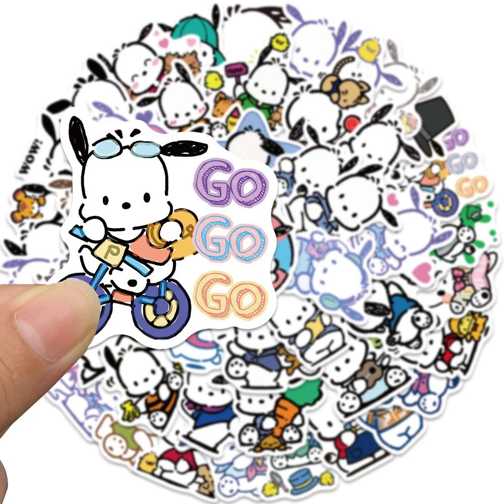 50/100PCS Sanrio Pochacco Dog Cute Stickers Cartoon Decoration Toy DIY Phone Luggage Fridge Skateboard Kawaii Sticker Kid Gift