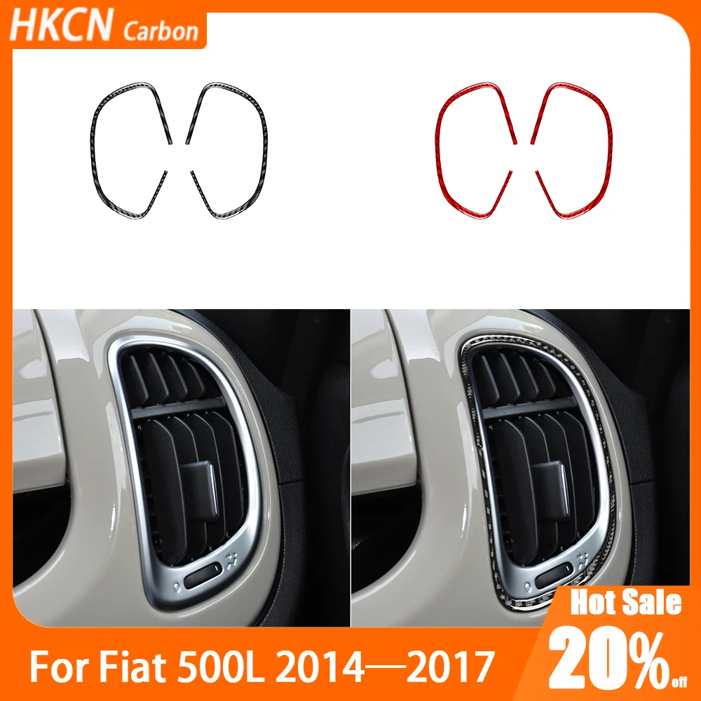 

Carbon Fiber Dashboard Sides Air Vent Outlet Panel Car Accessories Interior Cover Trim Modified Sticker For Fiat 500L 2014—2017