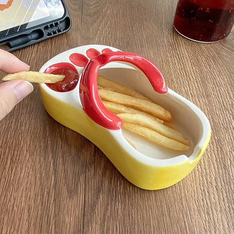 Lovely Flip Flops Ketchup Soy Sauce Dipper Portable Ceramic Salad Saucer Dipping Bowl Cute Mini Snacks Plate Seasoning Container