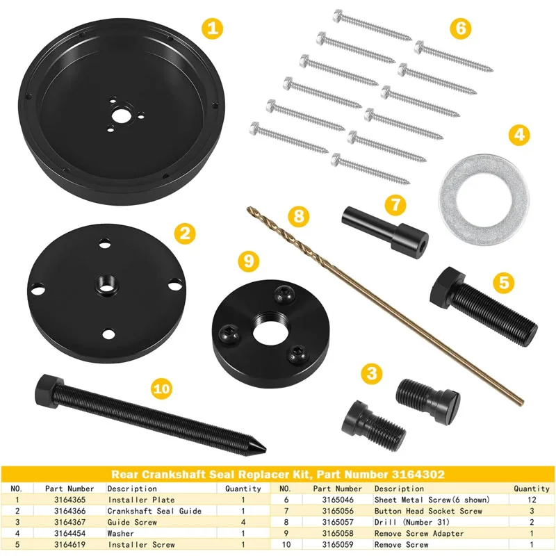 YMT 3164302 2892562 Rear Crankshaft Oil Seal Remover & Installer Alt ST-221 For Cummins L10 L10G M11 ISM