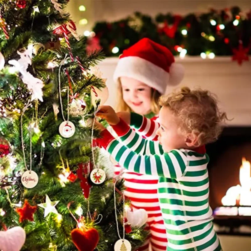 Natural Inacabado Rodada Fatias De Madeira com Buraco, Discos De Madeira Em Branco, Artesanato DIY, Círculos para Casamento e Decoração de Natal,