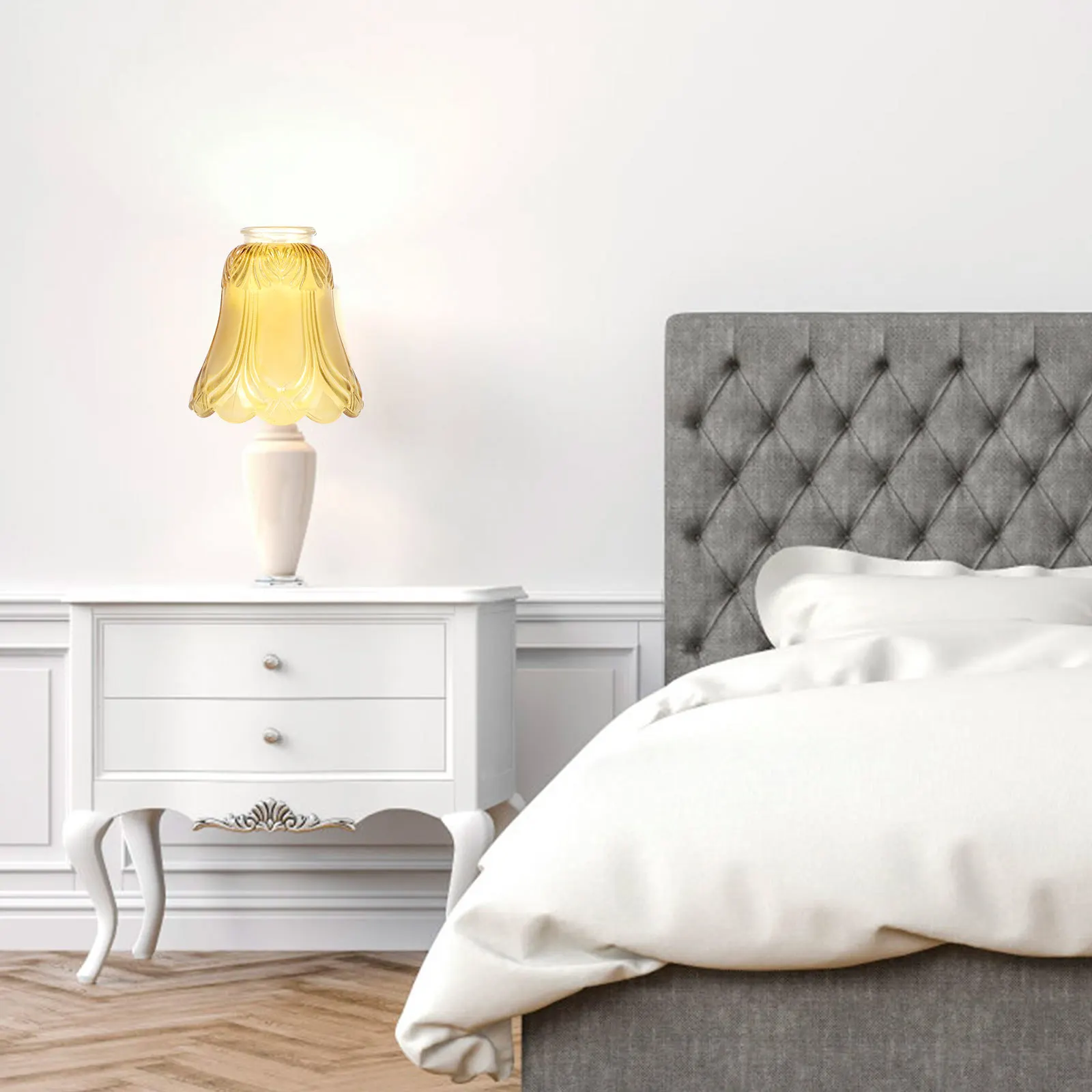 

2Pcs Bell Lampshade Durable Transparent Lamp Cover Soft Light Effect for Table Floor Bedside Lamp Cover