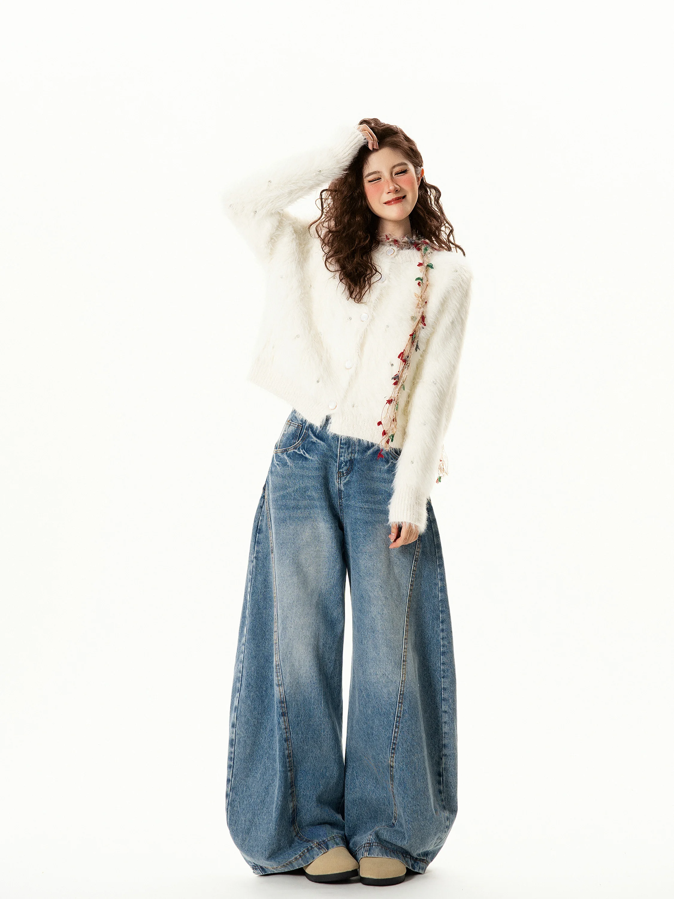 

Retro Versatile ort Knitted Cardigan Women's Soft Loose Knitted Outerwear Autumn Winter New Sle Street Sle Loose Fit