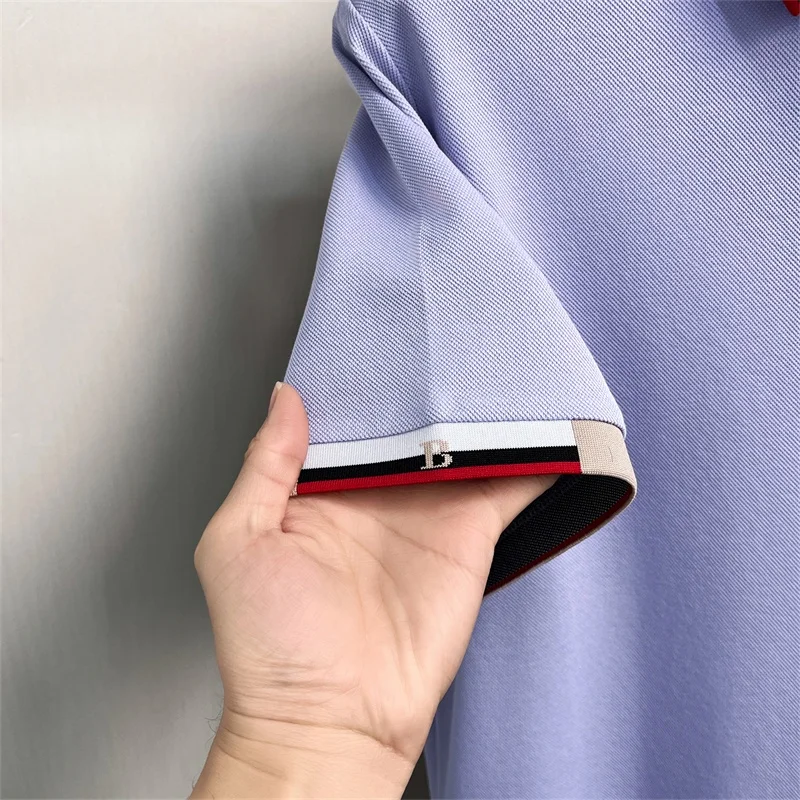 Neues Sommer-Herren-Poloshirt mit Kurzen Ärmeln, Kragen und Knöpfen, Luxuriöse Buchstaben-Stickerei, Lässiger Vielseitiger Jugendlicher Preppy-Stil Herrenbekleidung – Detail 9