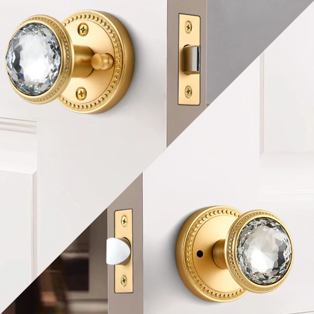 

Indoor door lock zinc alloy black gold door handle crystal door handle European irreversible door lock