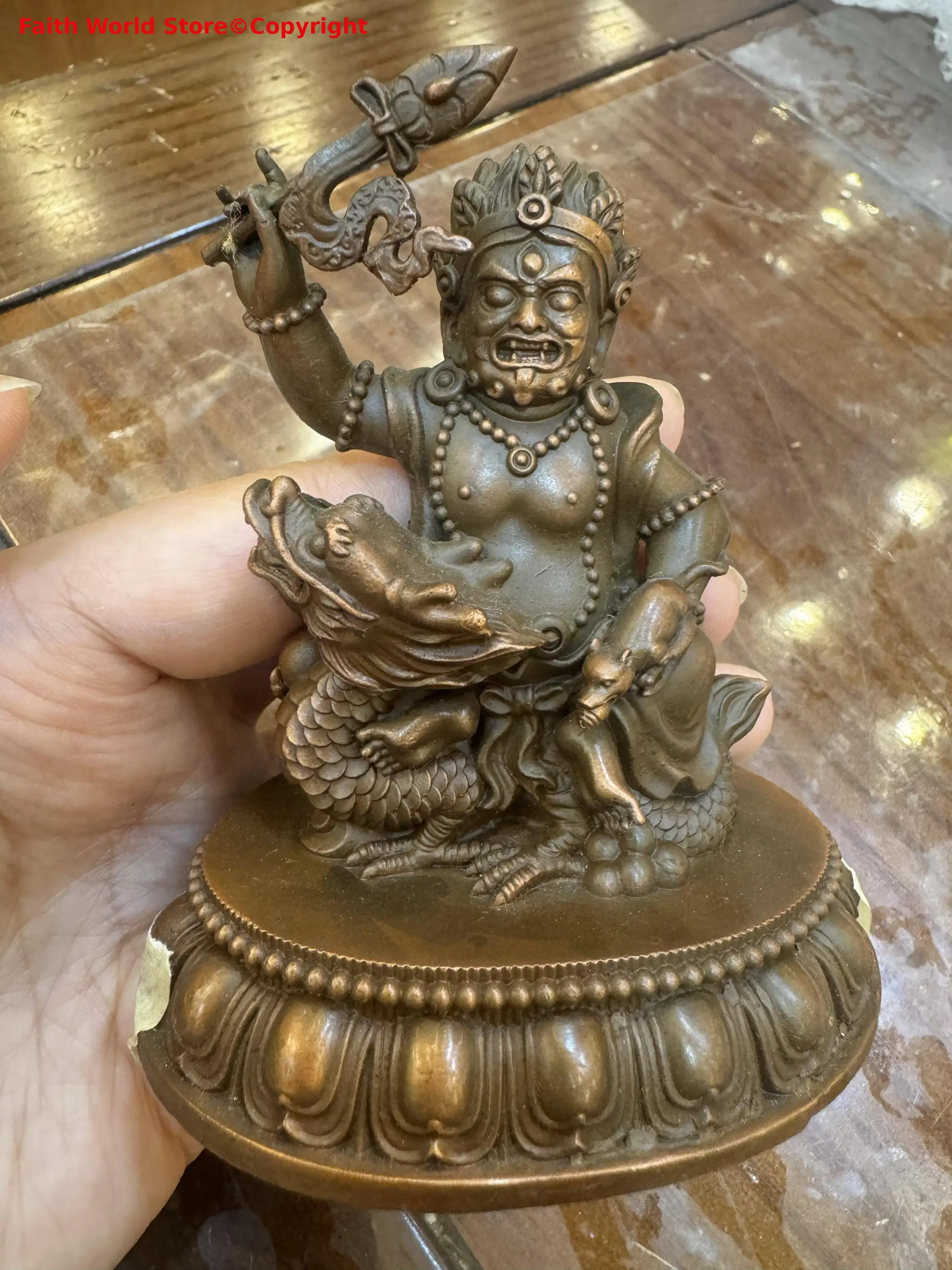 

Rare white Jambhala Boutique copper buddha white God of Wealth Small Buddha statue Tibet Buddhist Temples altar worship