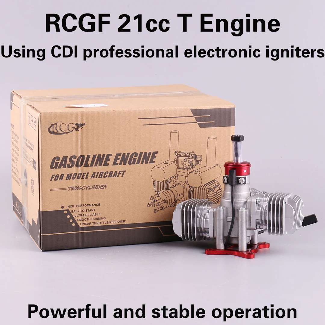 NEW VVRC RCGF 21CCT V2 21cc Dual Cylinder Petrol/Gasoline Engine with Exhaust Pipe for For RC Airplane Fixed Wing Model