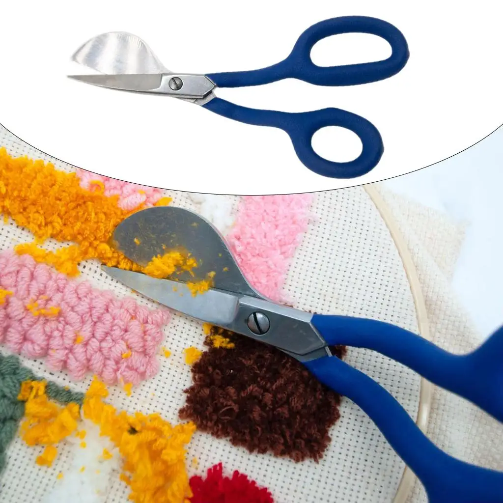 Mini Applique Craft Scissors with Duckbill Edge for Embroidery Sewing Projects Blue Steel Soft Grip Handle Precision Cutting