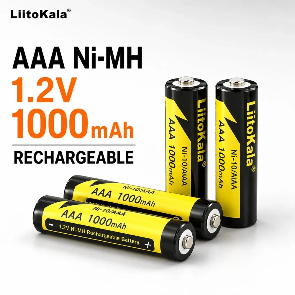 LiitoKala AAA Rechargeable Batteries 1.2V 1000mAh Ni-MH Ni-10/AAA Battery for Garage Door Remote Toys Mouse 1-25pcs