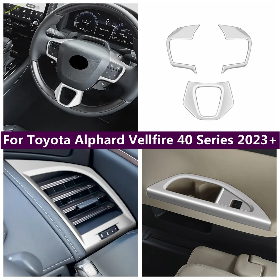 

Matte Air Conditioning Outlet / Steering Wheel / Water Cup Holder Cover Trim Fit For Toyota Alphard Vellfire 40 Series 2023 2024