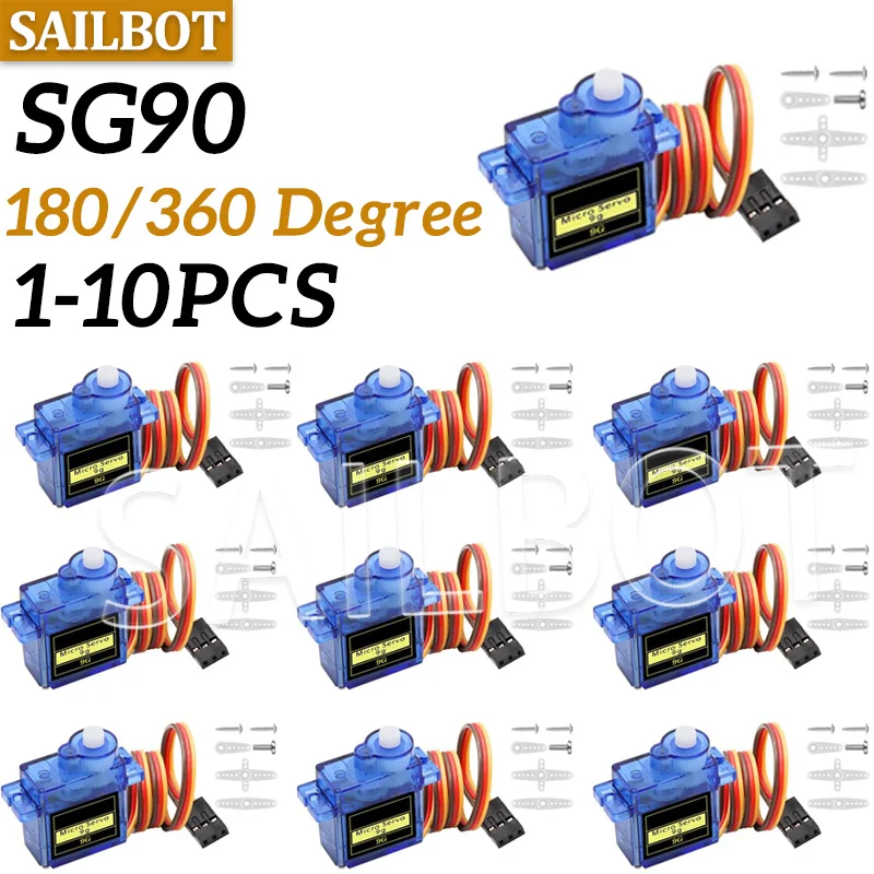 1-10PCS SG90 9G Micro Servo Motor Control for RC Robot Arm Servomotor Toy Airplane Helicopter Aircraft Models 180°/360°