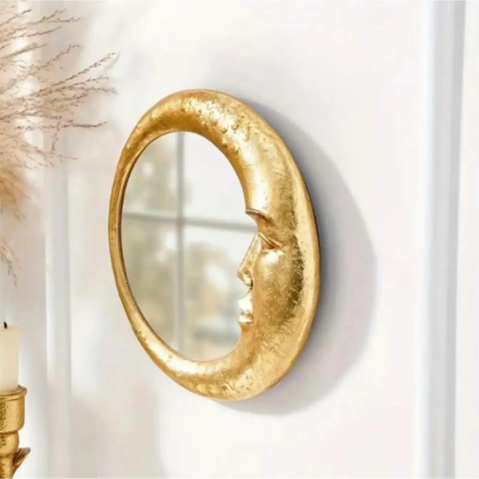 Badezimmerspiegel für die Wand, Vintage-Stil der 90er Jahre, Wandmontage, Badezimmer, Hexen- und Mondspiegel, leichtes Wohnaccessoire für Schlafsaal-Wohnung