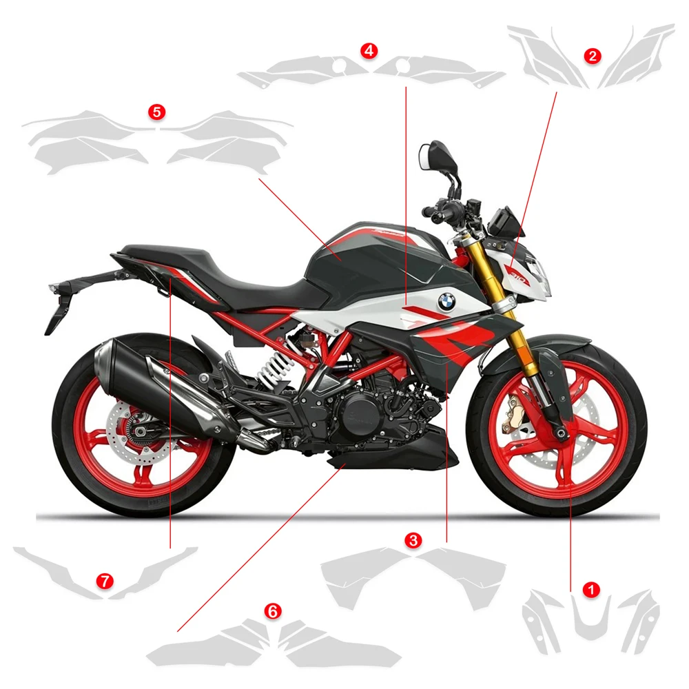 G 310 R PPF Motorcycle TPU Paint Protection Film Tank Fender Body Clear Self-Healing Scratch Resistant For BMW G310R G 310R 2026