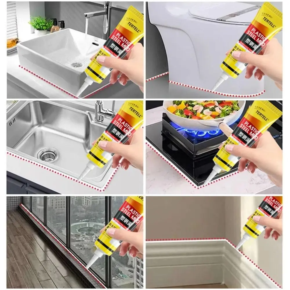 1 pièce de colle d'étanchéité époxy blanche durable en plastique et acier, anti-salissure et anti-moisissure, 120 ml, pour évier de cuisine