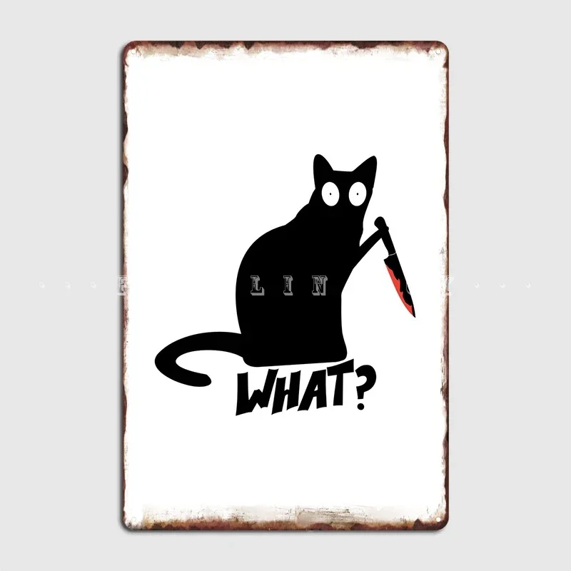 What Cat Holding A Knife Metal Plaque Poster Club Cave Pub Design Wall Decor Tin Sign Poster