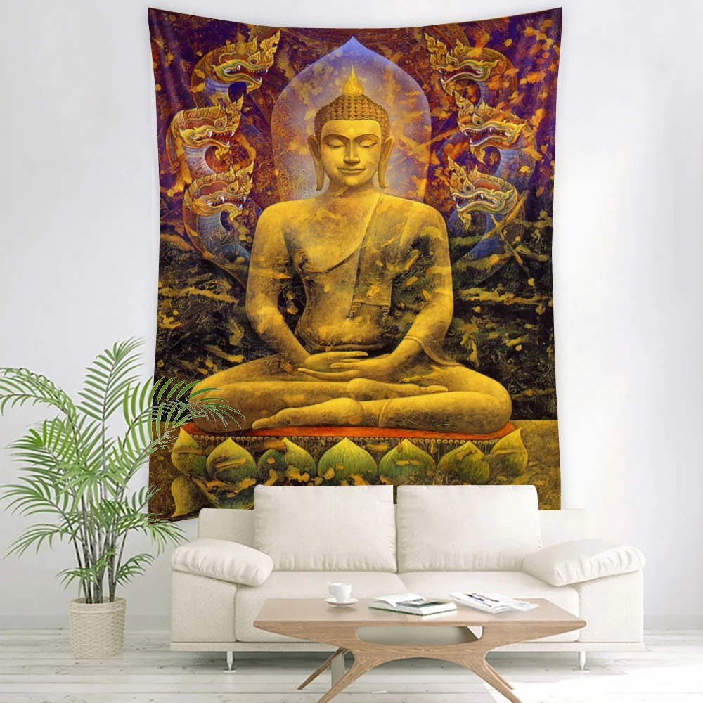 Buddha At The Bottom Of The Valley Prainted Wall Hanging Tapestry Mandala Bohemia 5 Sizes Travel Sleeping Pad Polyester Fabric