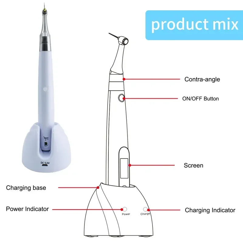 New Endo Motor with Apex Locator 16:1 Contra Angle with Files Holders Reciprocating Root Canal Surgical Equipments