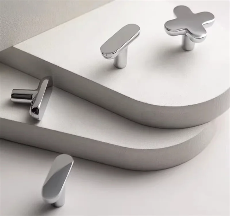 Modern Furniture Pulls Plus Minus Design Handle For Drawer Wardrobe Door Cabinet Knobs Brushed Silver Pull Single Hole Handles