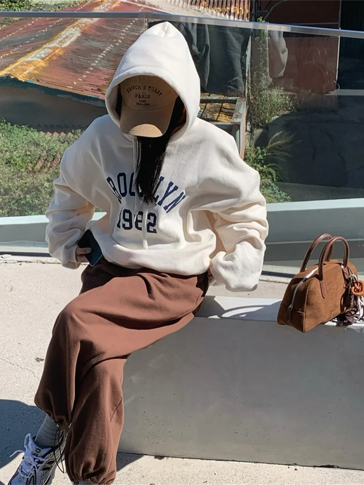 Z عارضة المتضخم هوديي Fce اصطف مطبوعة بسيطة Sle المرأة البلوز النسخة الكورية طويلة Sve جولة Ne البلوز #5